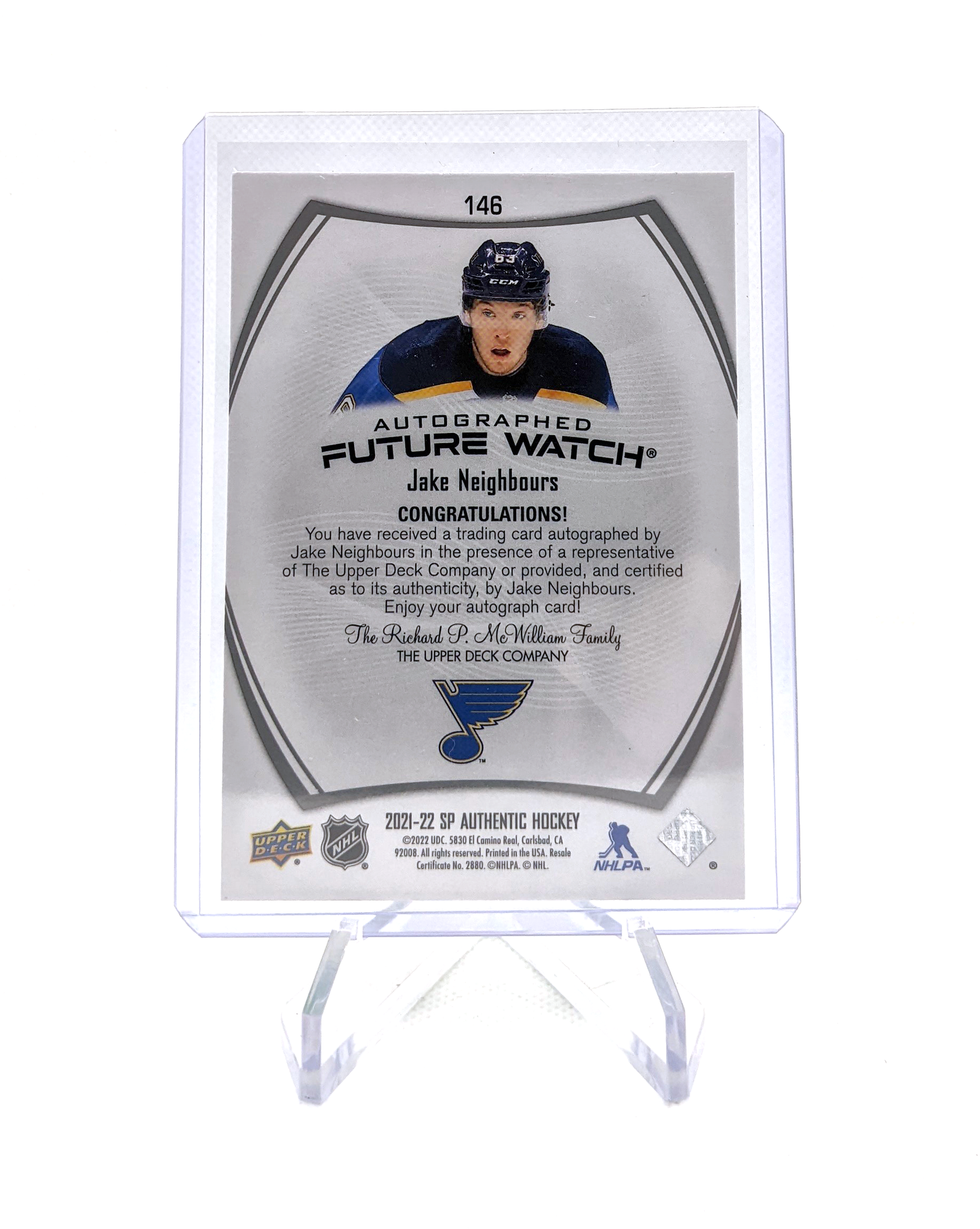 JAKE NEIGHBOURS | FUTURE WATCH AUTO /999 | SP AUTHENTIC  2021-2022 | ST-LOUIS